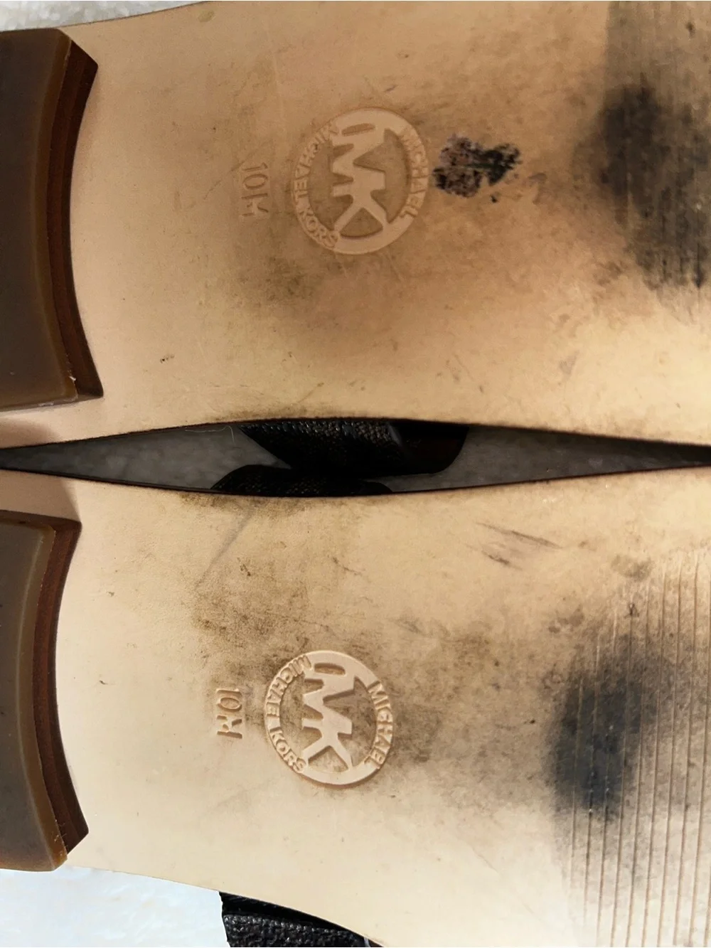Michael Kors Brown and Dark Brown MK Logo Thong Sandals Size 10